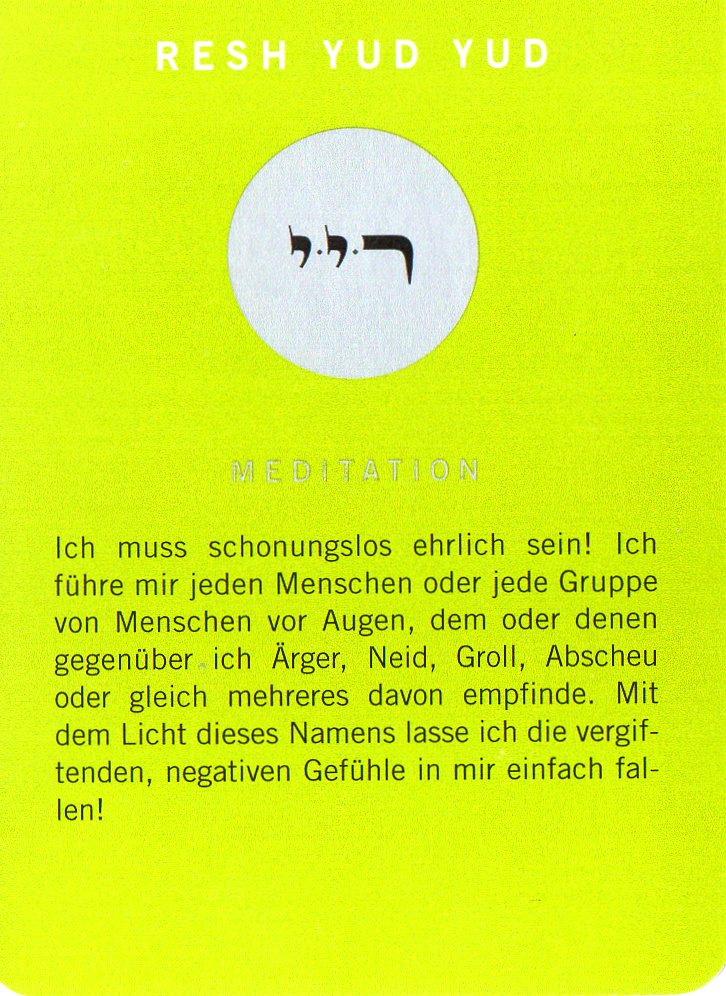 Am Ende noch eine Meditationskarte aus dem Kartenspiel Die 72 Namen Gottes