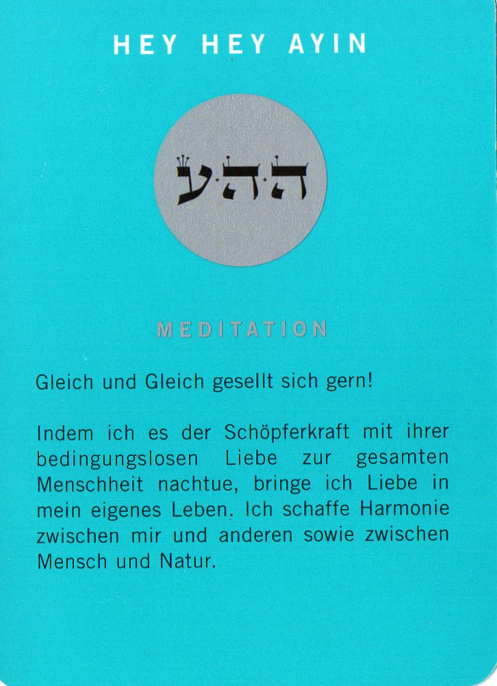 Am Ende noch eine Meditationskarte aus dem Kartenspiel Die 72 Namen Gottes