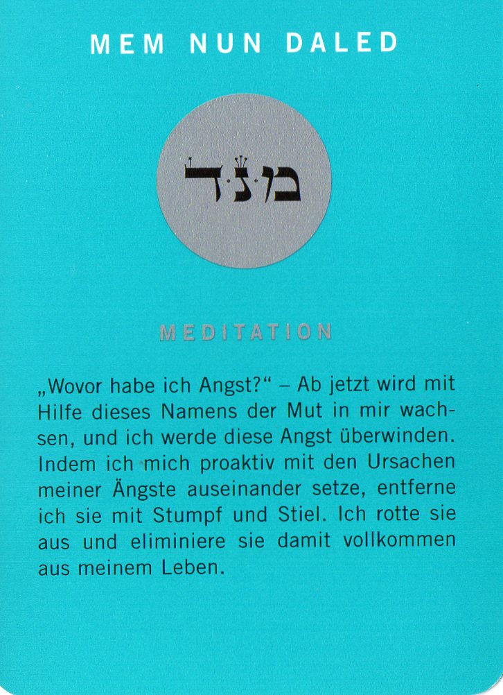 Am Ende noch eine Meditationskarte aus dem Kartenspiel Die 72 Namen Gottes