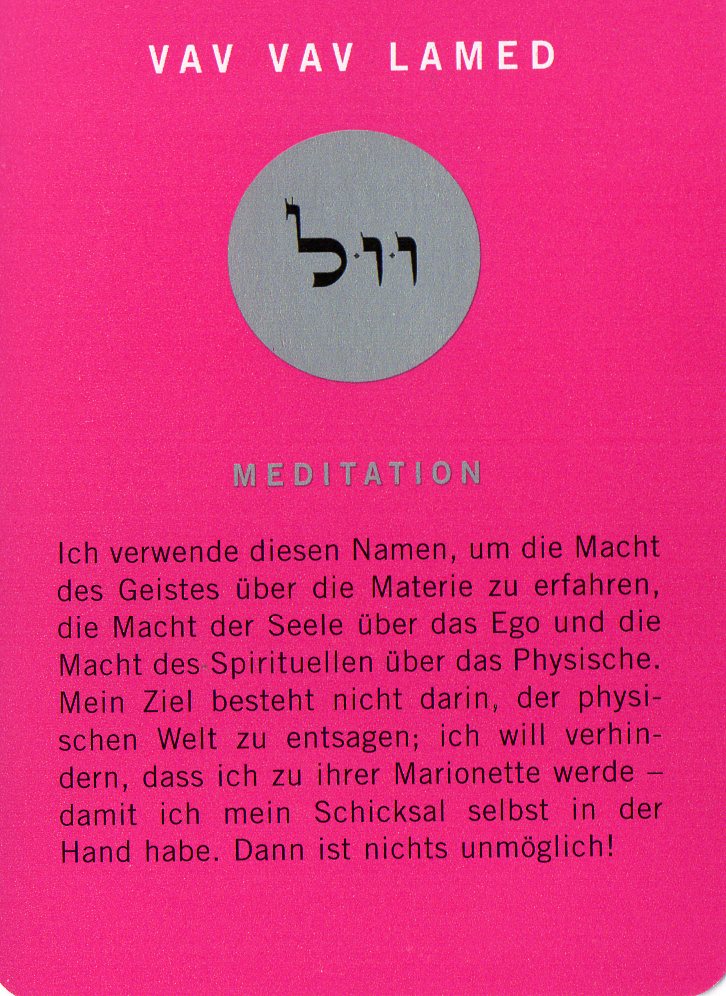 Am Ende noch eine Meditationskarte aus dem Kartenspiel Die 72 Namen Gottes