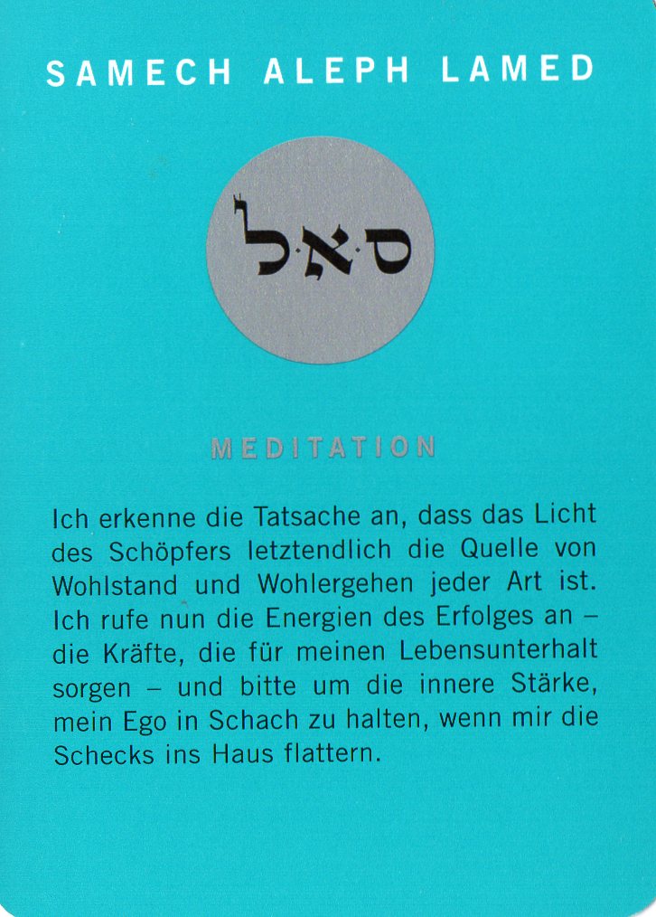 Am Ende noch eine Meditationskarte aus dem Kartenspiel Die 72 Namen Gottes