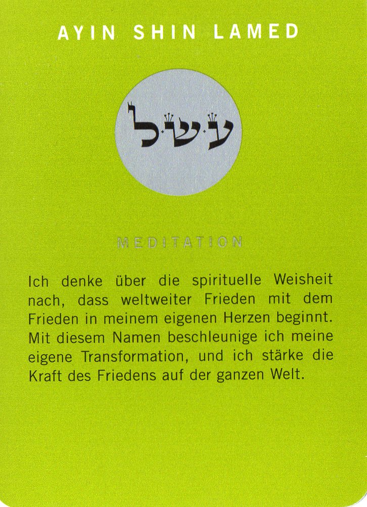 Am Ende noch eine Meditationskarte aus dem Kartenspiel Die 72 Namen Gottes