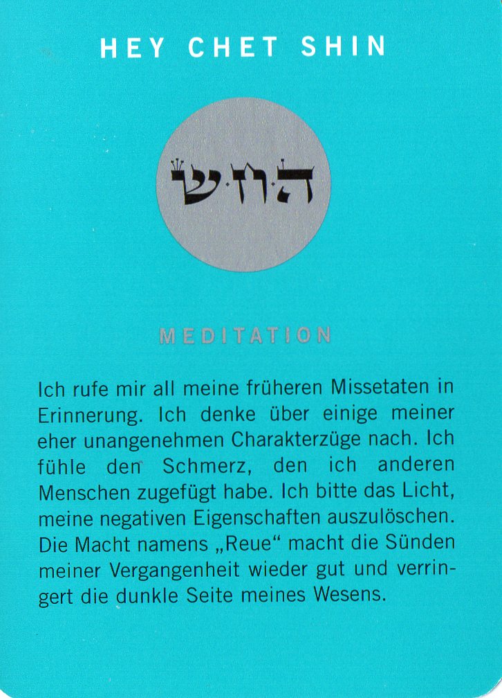 Am Ende noch eine Meditationskarte aus dem Kartenspiel Die 72 Namen Gottes