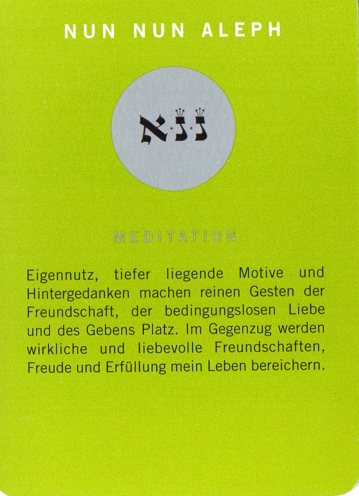 Am Ende noch eine Meditationskarte aus dem Kartenspiel Die 72 Namen Gottes