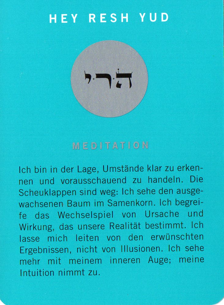 Am Ende noch eine Meditationskarte aus dem Kartenspiel Die 72 Namen Gottes