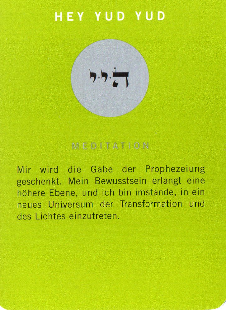Am Ende noch eine Meditationskarte aus dem Kartenspiel Die 72 Namen Gottes