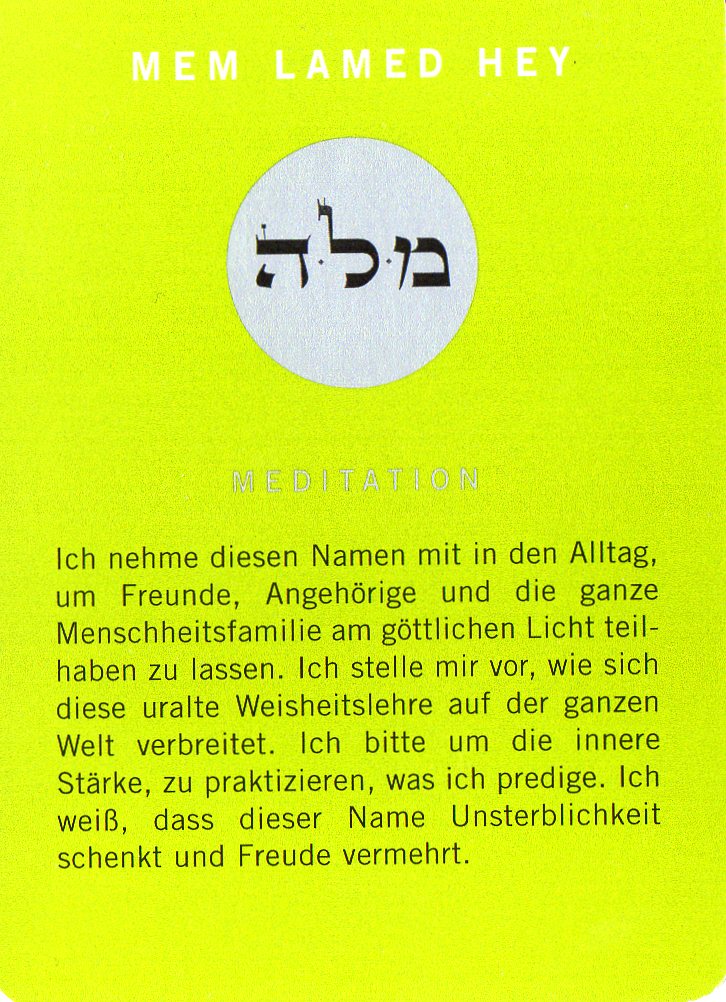 Am Ende noch eine Meditationskarte aus dem Kartenspiel Die 72 Namen Gottes